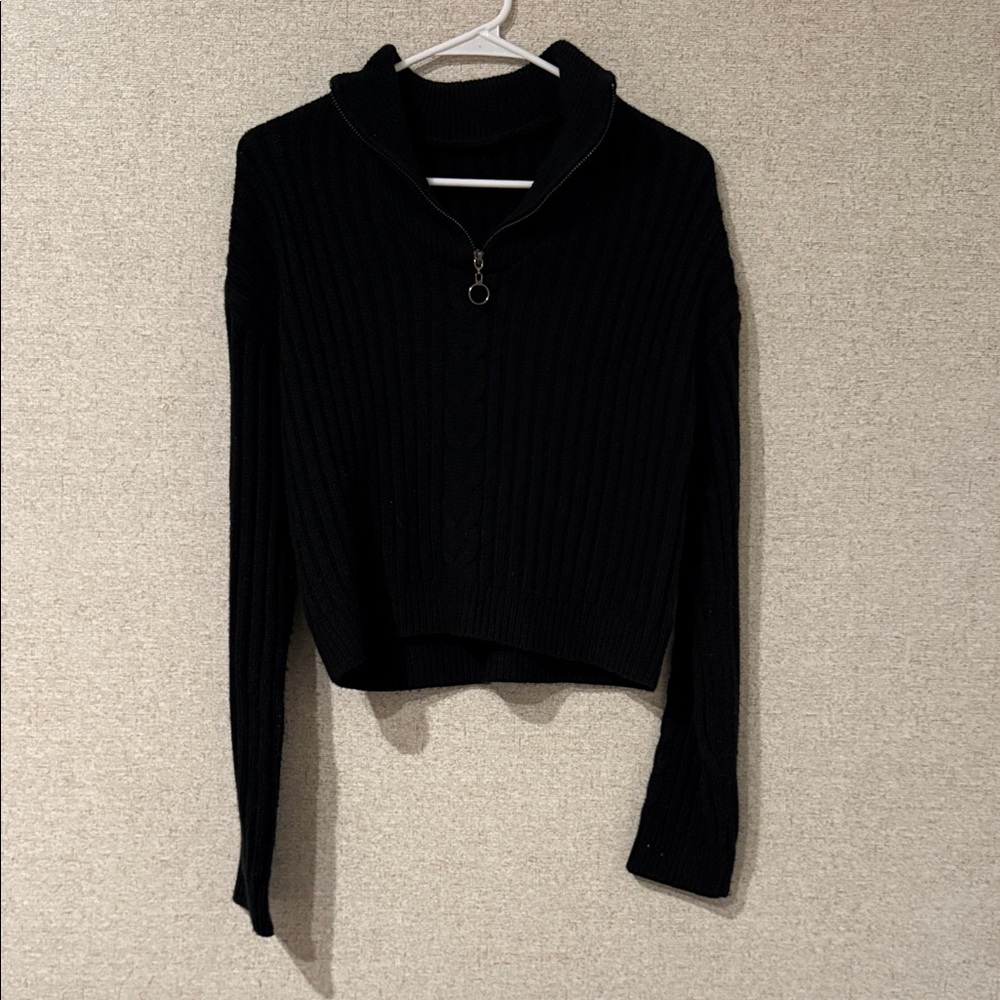 SHEIN Black Ribbed Turtleneck Sweater
